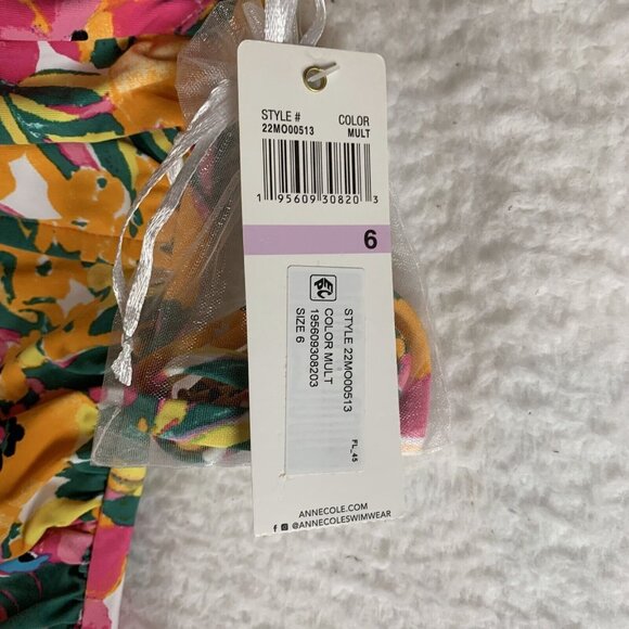 Anne Cole One-Piece Swimsuit Women 6 Multicolor Floral Stretch Twist-Front S9436 - Picture 4 of 9
